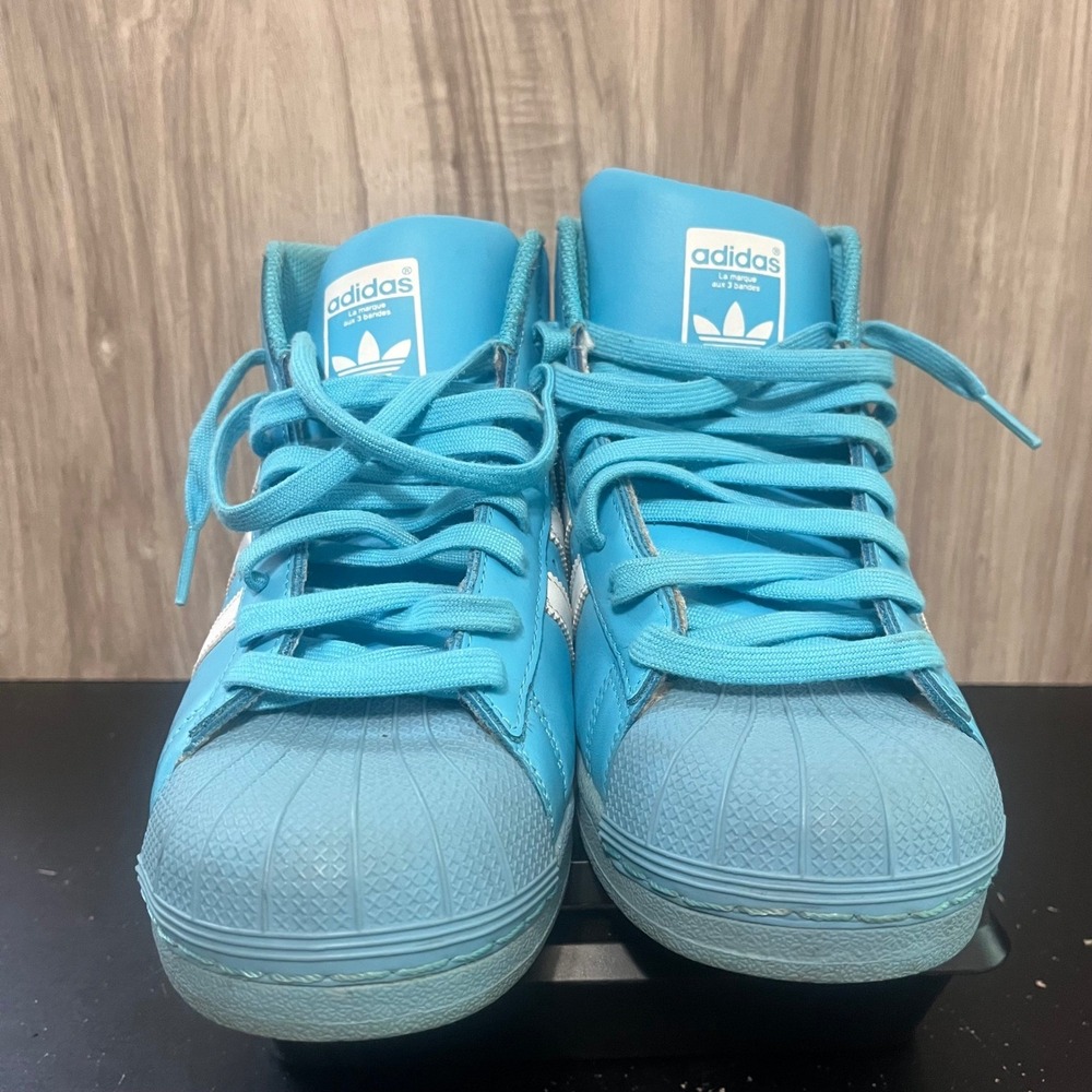 Adidas Pro Model Men Basketball Shoes Size 9 Baby Blue White Shell Toe Sneakers - Picture 8 of 11